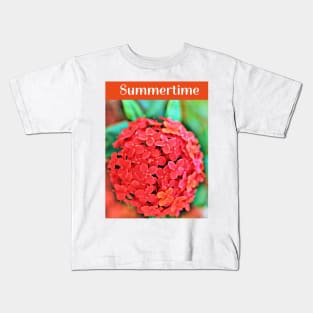 Red Ixora Flower Bloom Celebrating Summertime Kids T-Shirt